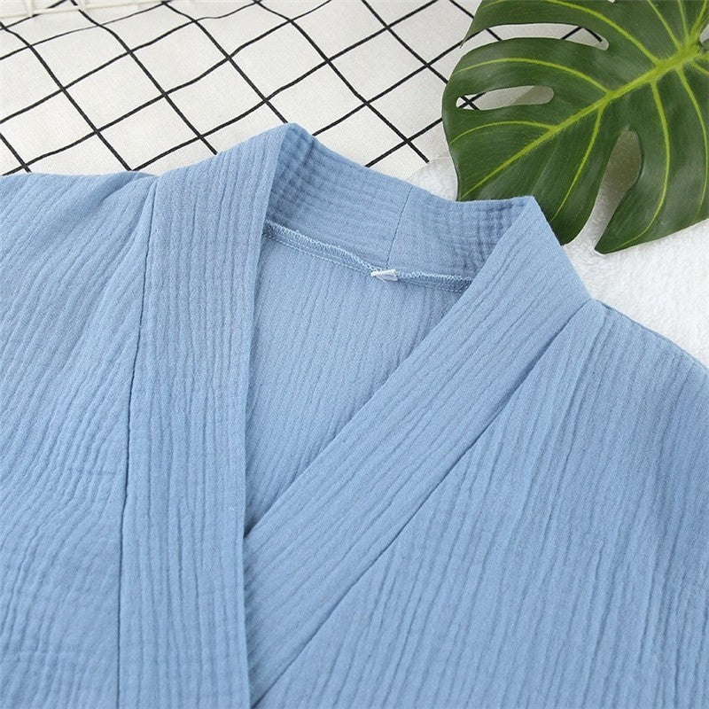 Double Gauze Two-Piece Pajama Set with Five-Quarter Sleeves for Women