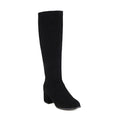 Women's Suede Chunky Mid-Heel Boots | Retro High Shaft Ankle Boots | Black Brown