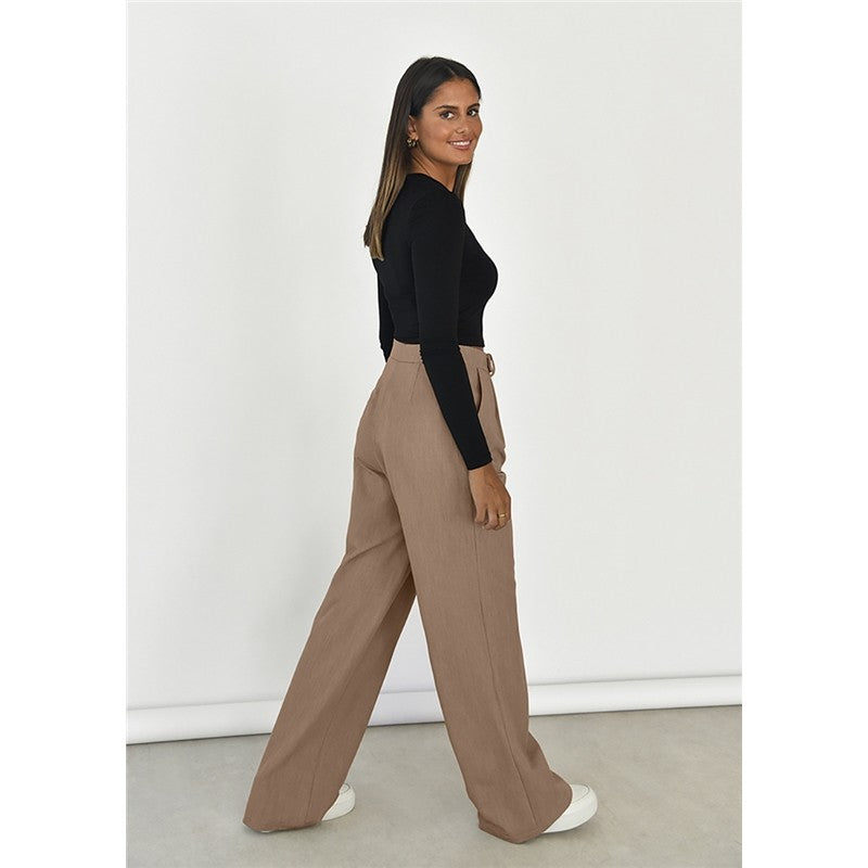 High Waisted Wide Leg trousers in Solid Color