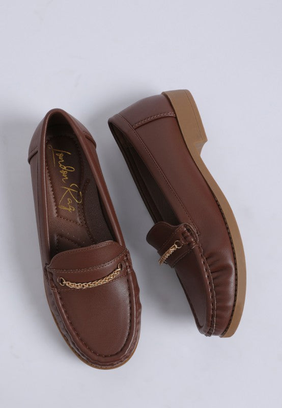 Nemunk Metallic Chain Detail Loafers