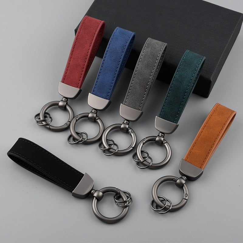 Solid Color Metal Leather Keychain Fashion Accessory