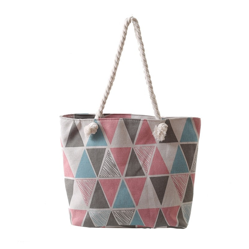 Printed Canvas Tote Bag with Stylish Rope Handles