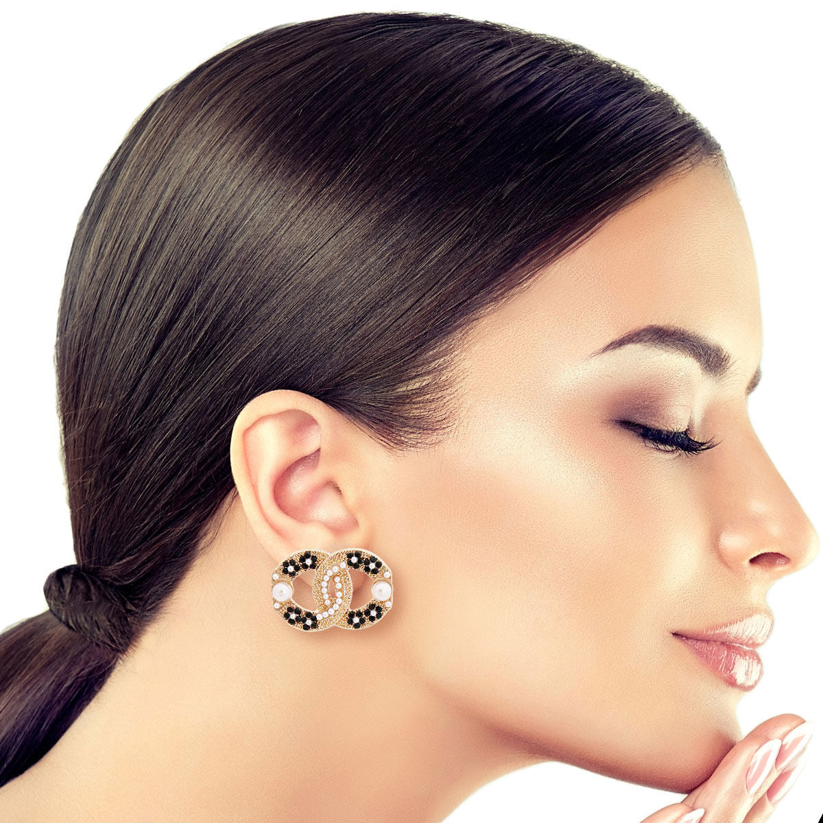 Flower Logo Stud Earrings Floral Fantasy Stylish Jewelry Accessory