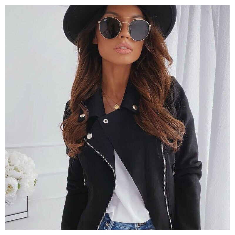 Leather Zipper Button Short Slim Fit Jacket