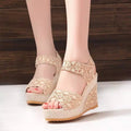 Women's Cutout Platform Sandals | Waterproof Open-Toe Cowhide Heels