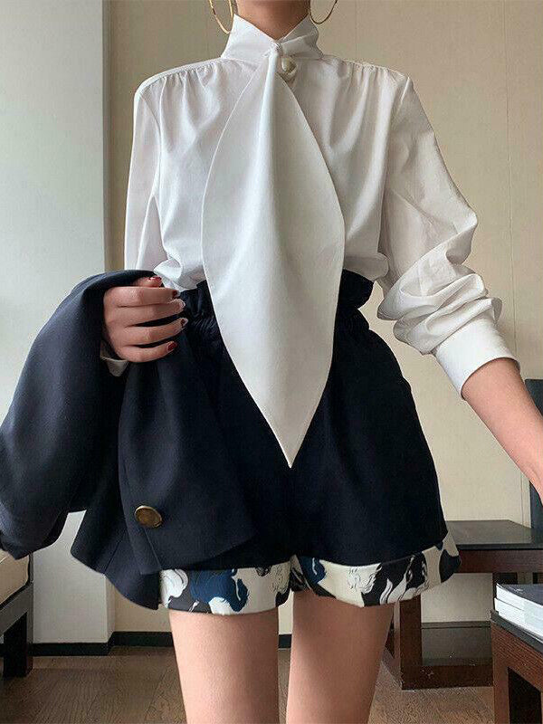 Oversized Pearl Embellished Designer White Top Blouse