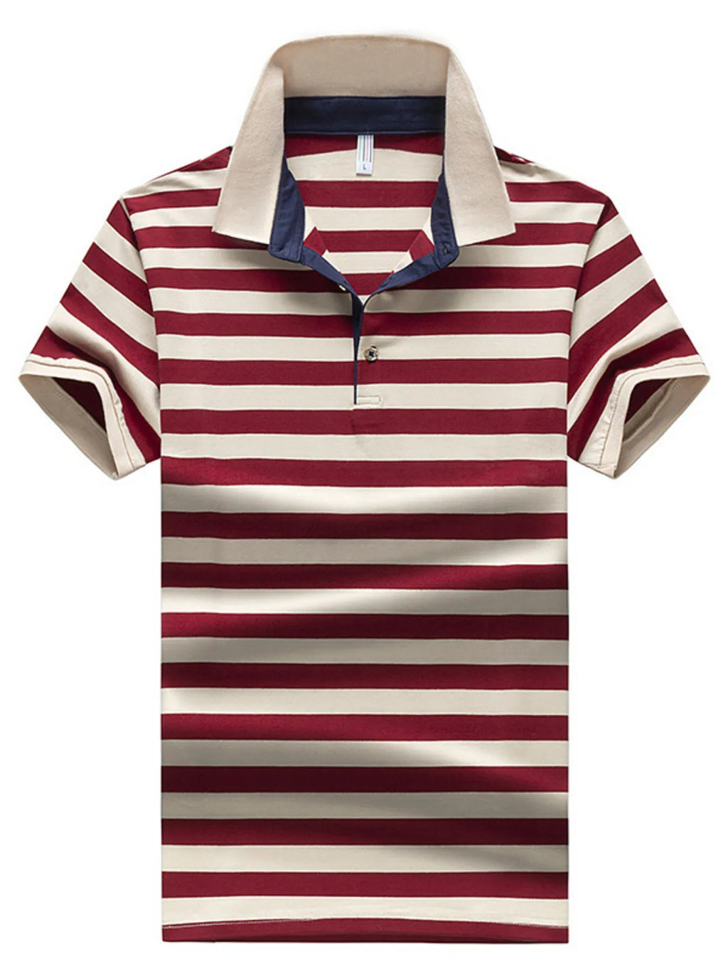 Men's Plus Size Striped Short Sleeve Polo Shirt