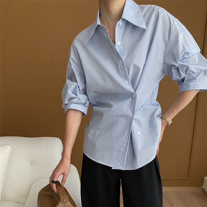 Convertible Striped Button-Down Shirt