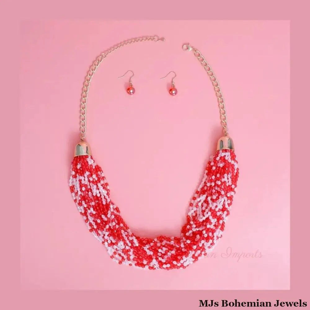 34 Strand Red Bead Set