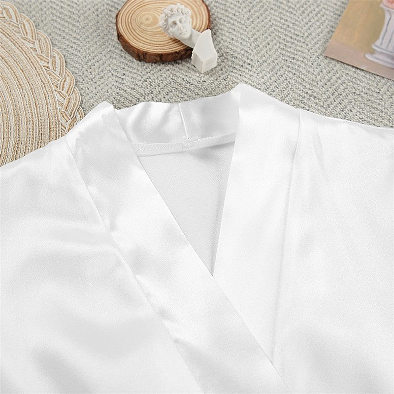 Spaghetti Strap Mini Dress with Belt and Feather Long Sleeve Outerwear - Two-Piece Pajama Set