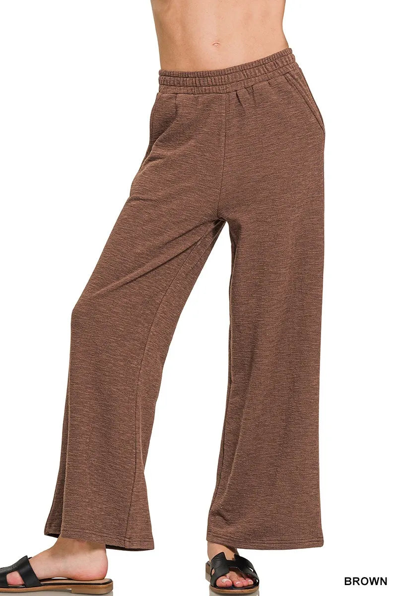 Cotton Slub Wide Leg Pants