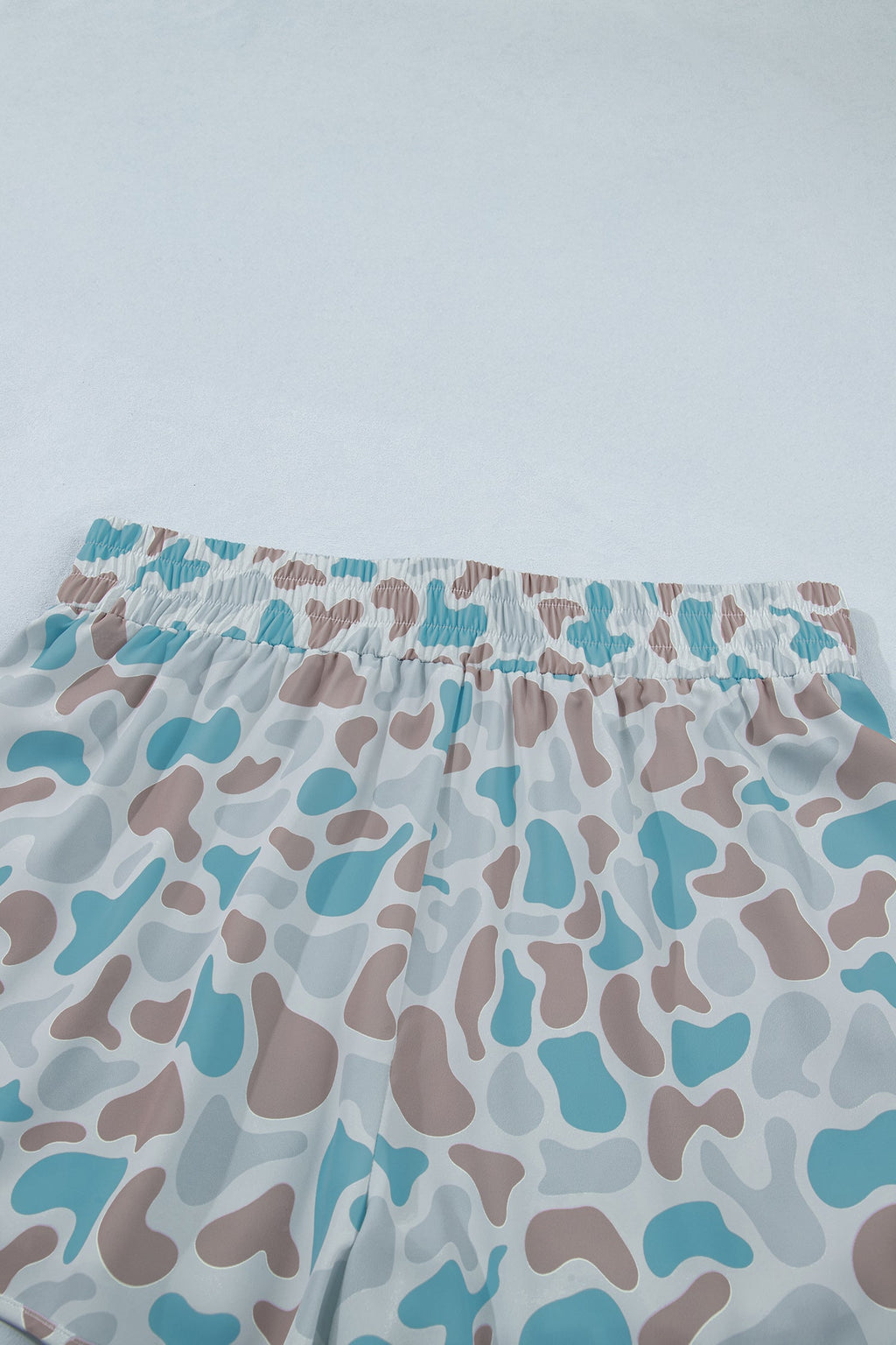 Multicolour Plus Size Camouflage Elastic Waist Athleisure Shorts