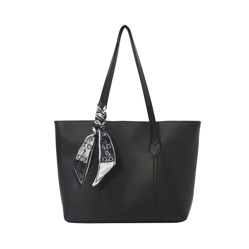 Women's PU Leather Shoulder Tote Bag | Commuter Handbag with Silk Scarf | Sarah Express