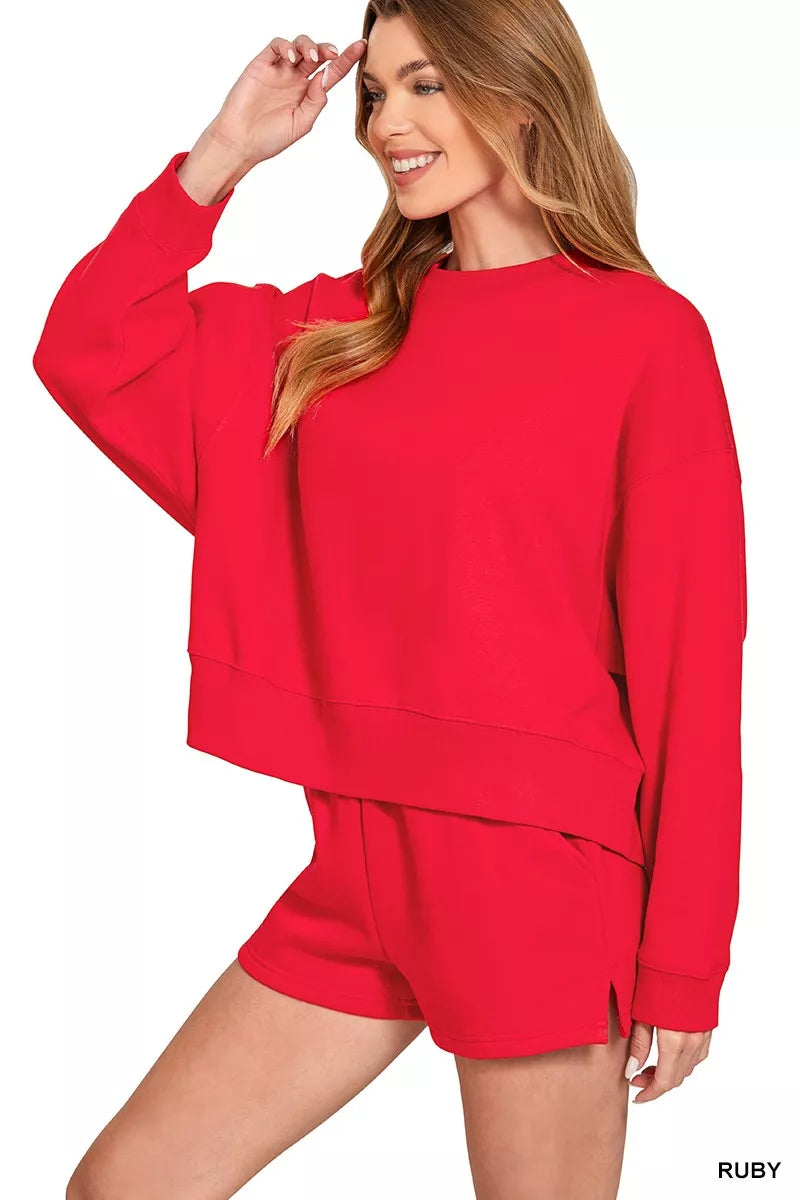 I am a Fashion junky Fleece Round Neck Sweatshirt and Shorts Set
