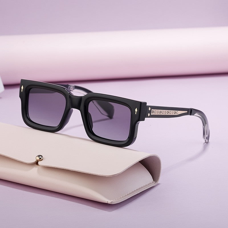 UV400 Unisex Full Square Frame Polarized Retro UV Protection Sunglasses