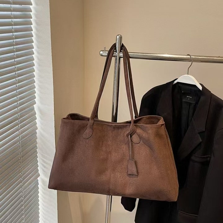 Retro Matte Large-Capacity Tote Bag for Women – Soft Polyester Shoulder Bag