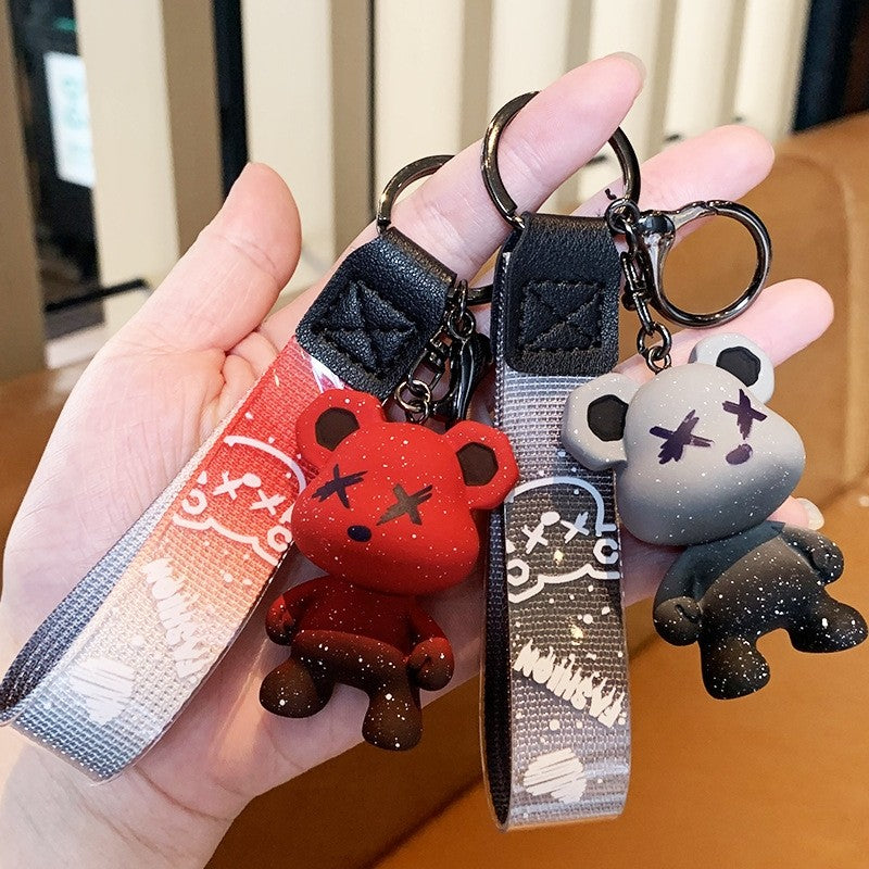 Chic Ombre Cartoon Bear Keychain Pendant Accessory