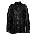 Solid Color Long Sleeve Lapel Single Breasted Glitter Blouse