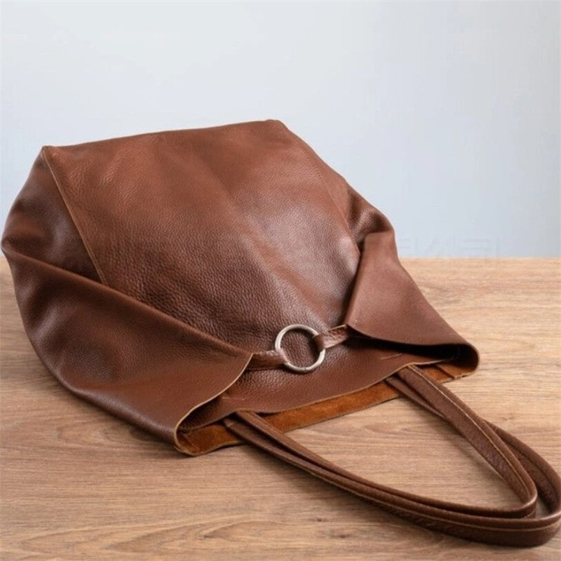 Large Capacity Soft Leather Shoulder Tote Bag