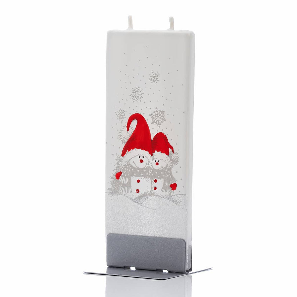 Flatyz Two Snowmen & Red Hats Candle