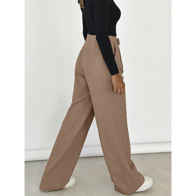 High Waisted Wide Leg trousers in Solid Color