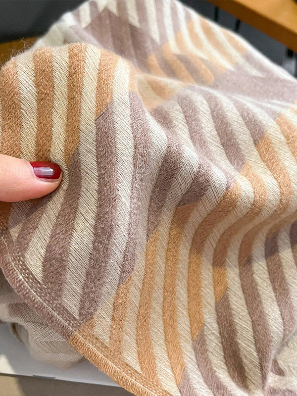 Urban Imitated Cashmere Stripped Warm Shawl&Scarf