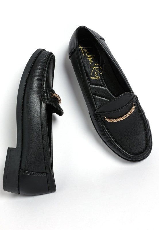 Nemunk Metallic Chain Detail Loafers