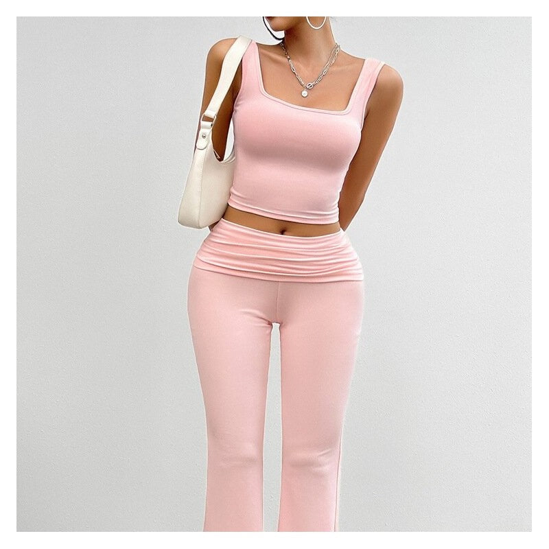 Sleek Sleeveless Crop Top and Leggings Matching Set