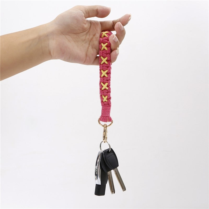 Handwoven Colorful Wristband Keychain for Stress Relief