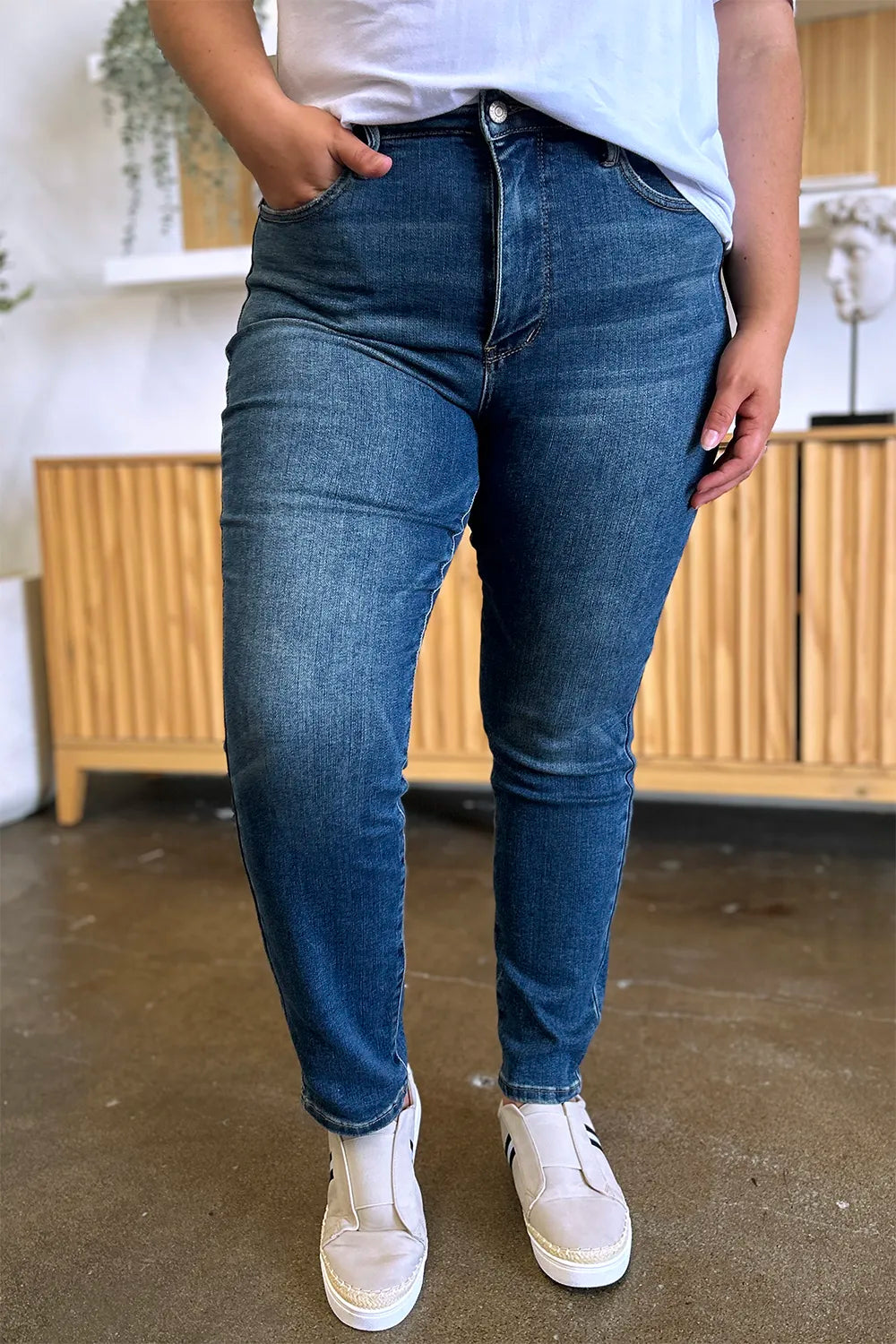 Full Size Tummy Control High Waist Slim Jeans