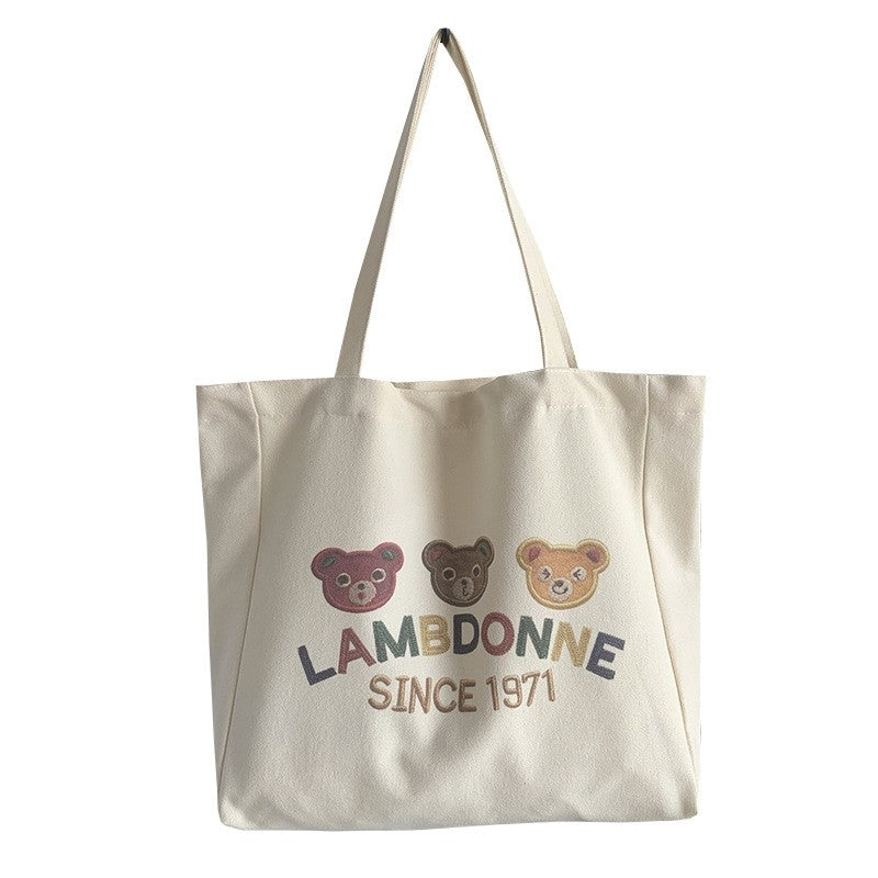 Large Capacity Canvas Shoulder Bag with Literary Style