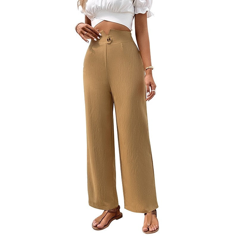 High-Waisted Straight Leg Solid Color Skinny Pants