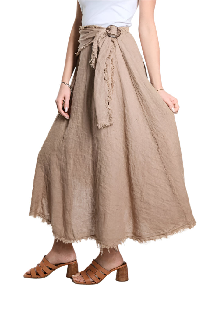 Tina Stephens Maureen Diagonal High Low Linen Skirt SS104