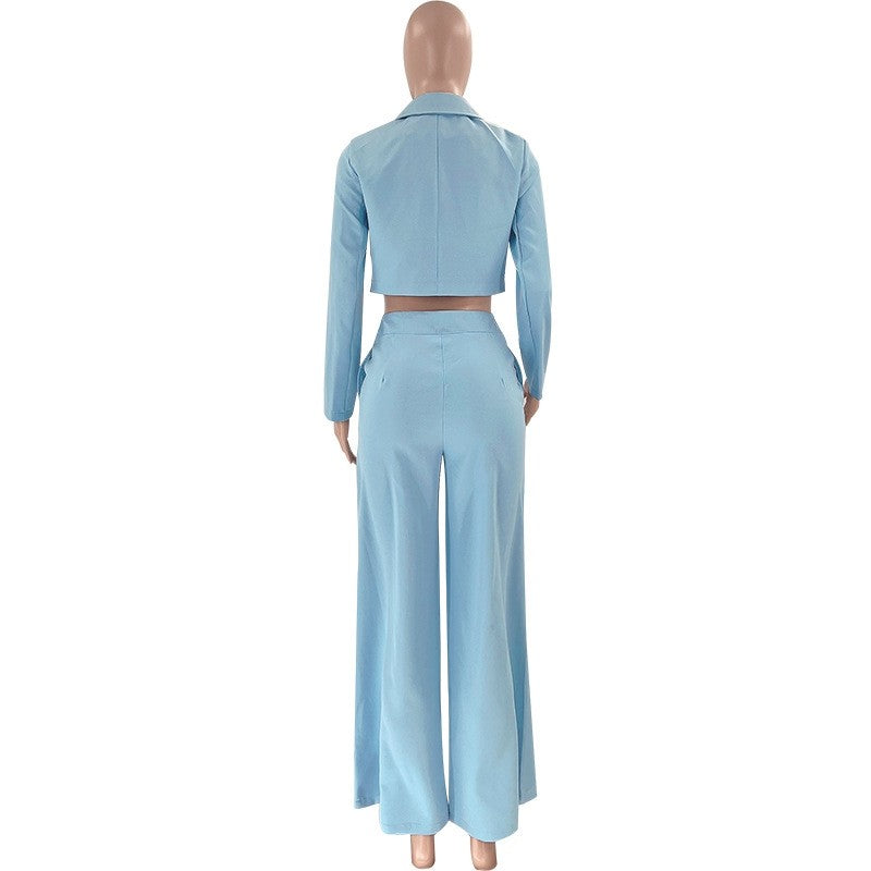 Solid Color Jacket and Pants Set