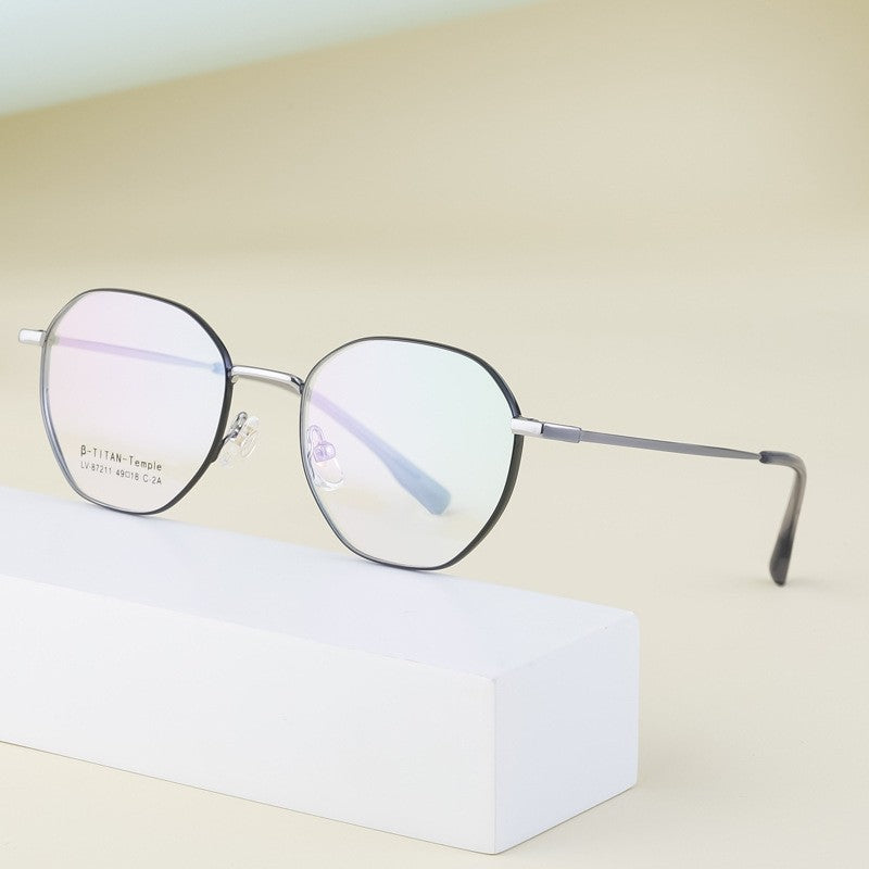 Fashion Half Titanium Square Eyeglass Frame Makeup Glasses