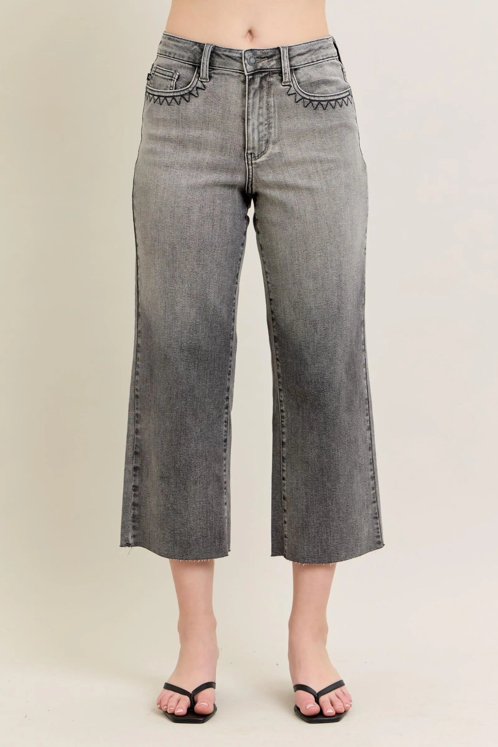 I am a Fashion Junky Blue Full Size Wide Leg Capris Jeans Plus Size
