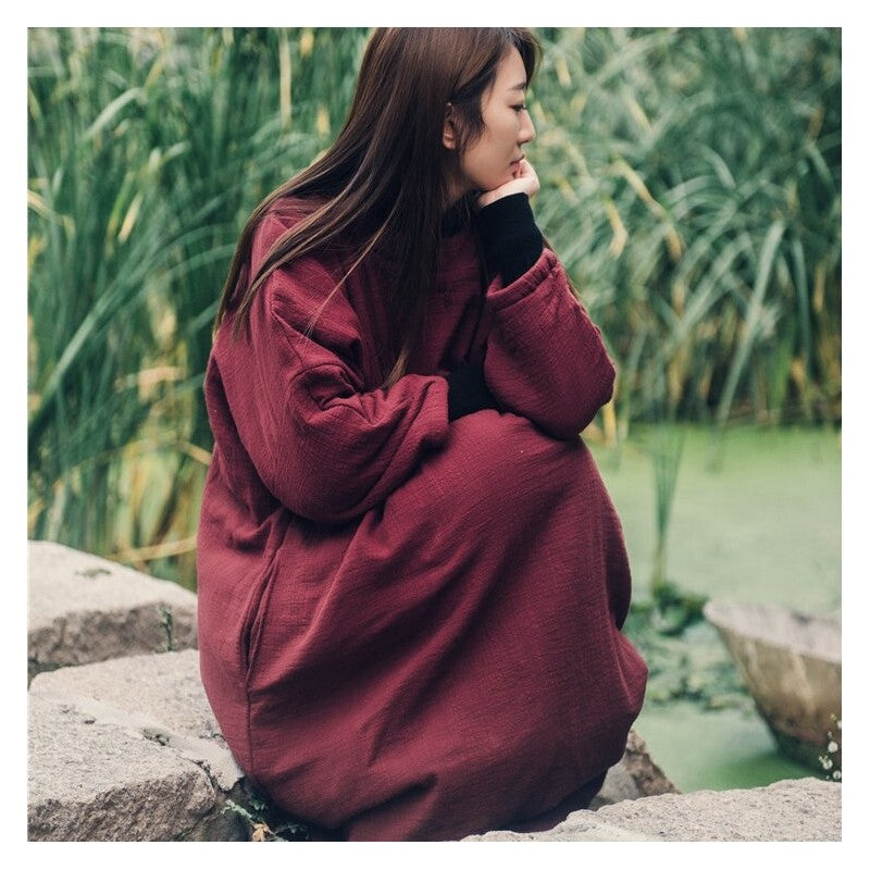 Embroidered Maxi Dress with Solid Color Long Sleeves