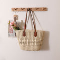 Straw Woven Tote with Hollow-Out Design and Spacious Interior