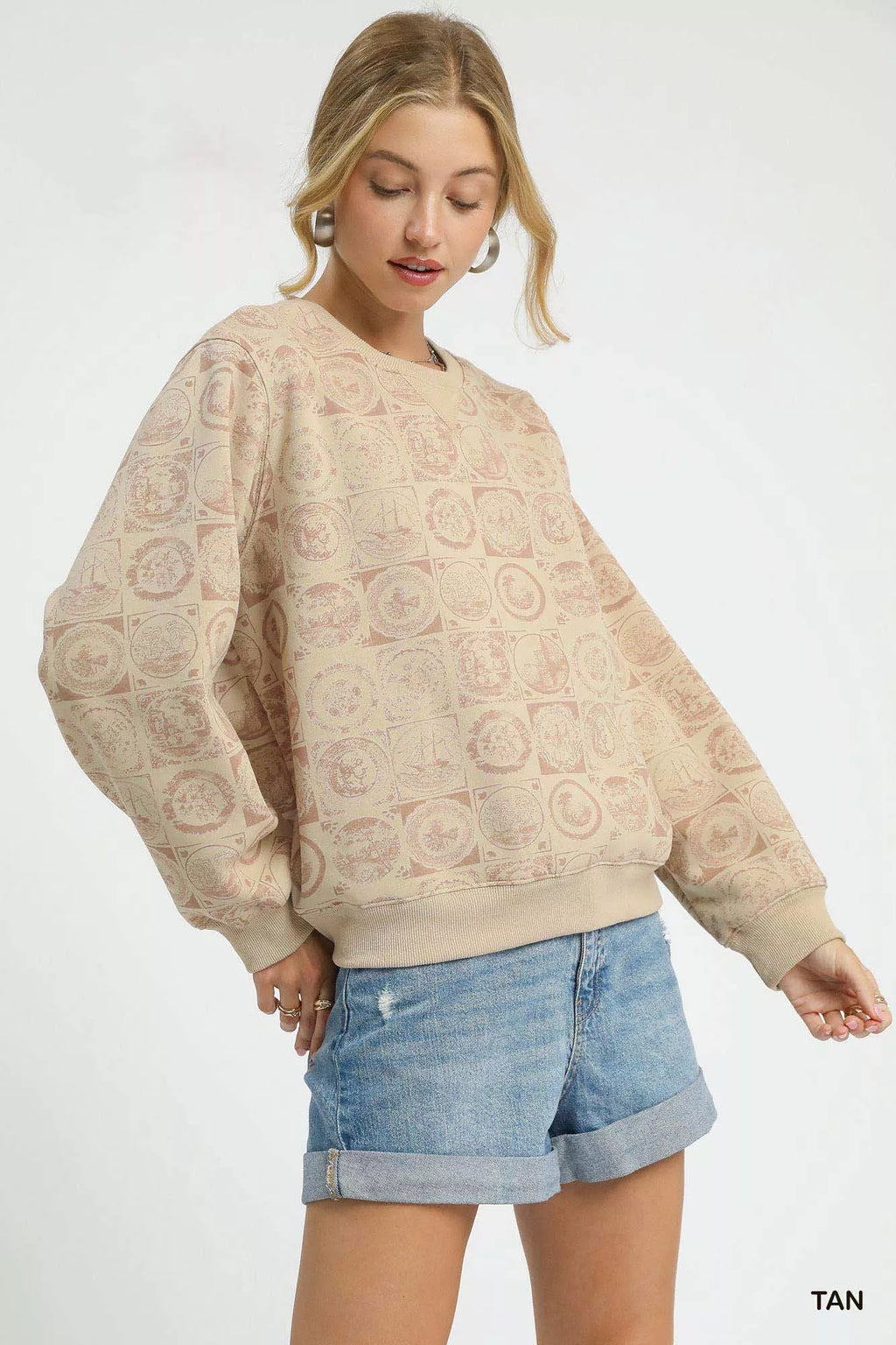 Coin Stamp Print Sweatshirt
