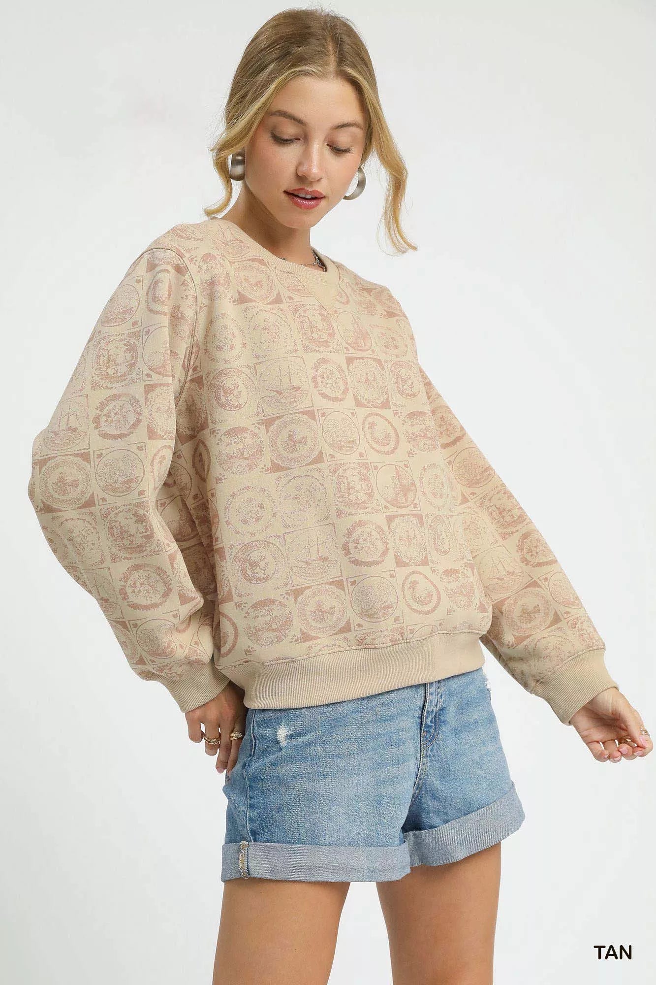 Coin Stamp Print Sweatshirt