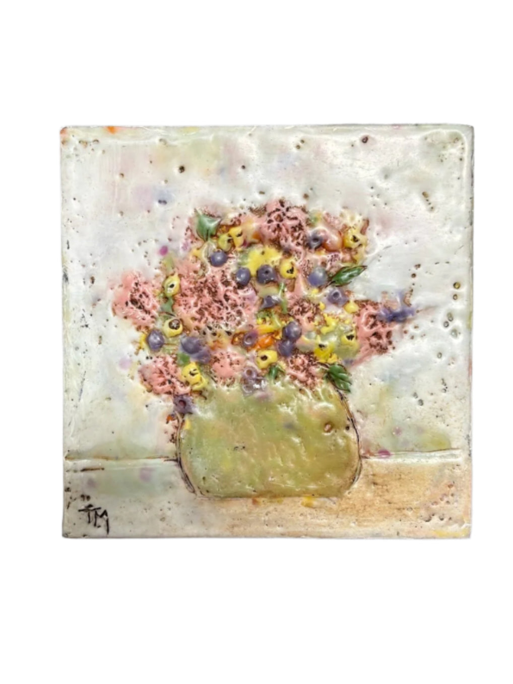 Trish McFerran Flowers in Crock Encaustic Art
