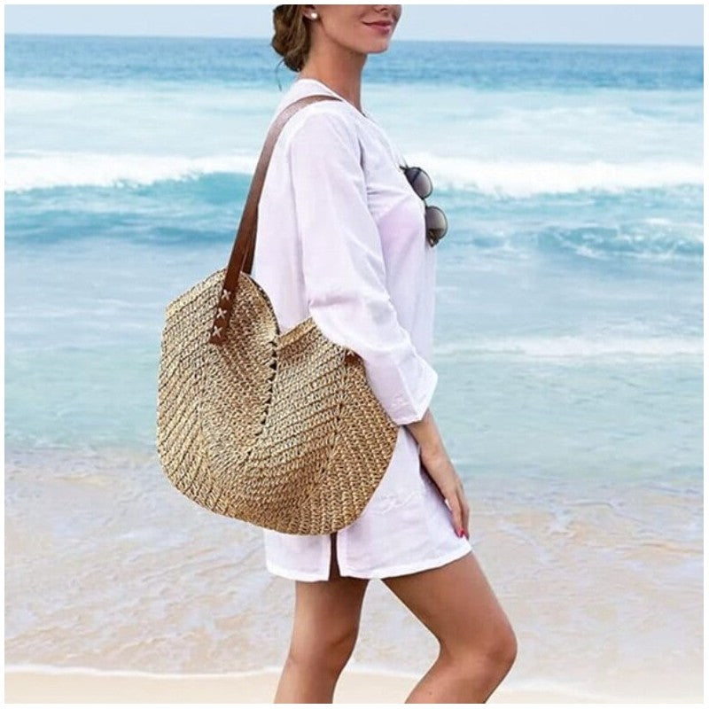 Crocheted Straw Handbag - Perfect for Women's Vacation