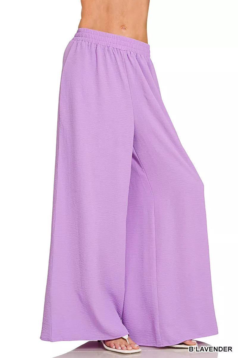 Woven Airflow Twisted Top & Wide Leg Pants Set