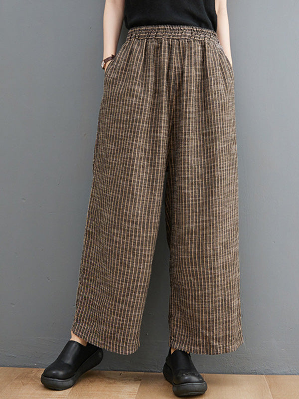Vintage Ramie Cotton Notched Collar One Button Suits+Column Pants 2 Pieces Set