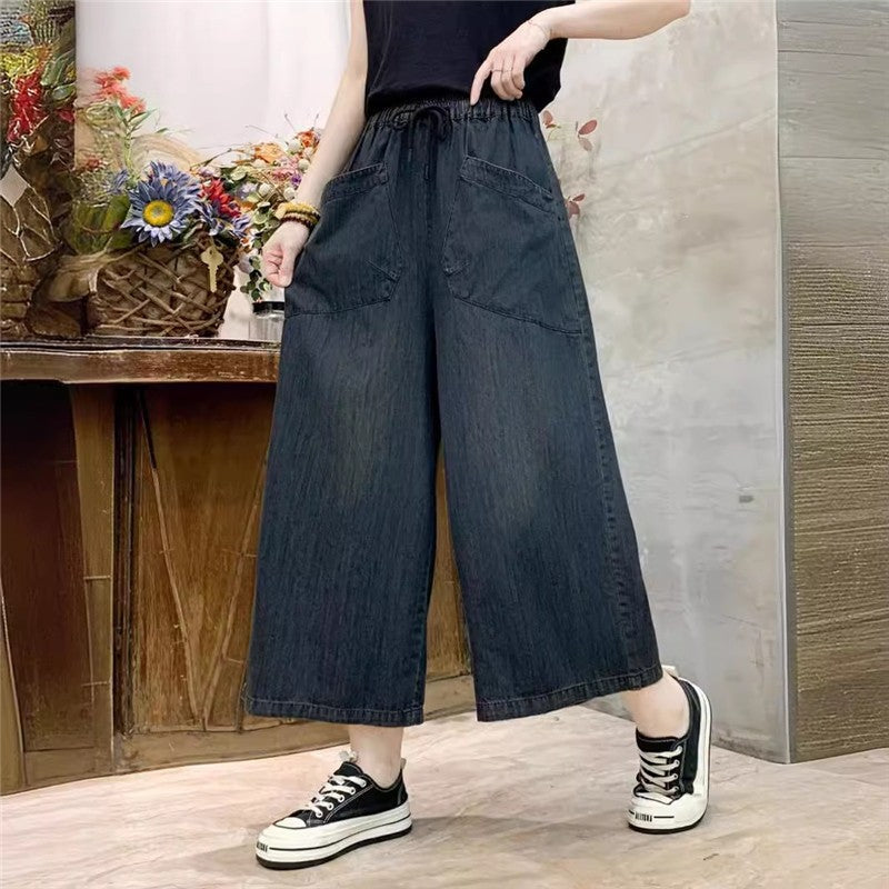 High-Waisted Solid Color Wide-Leg Pants With Tie Waist