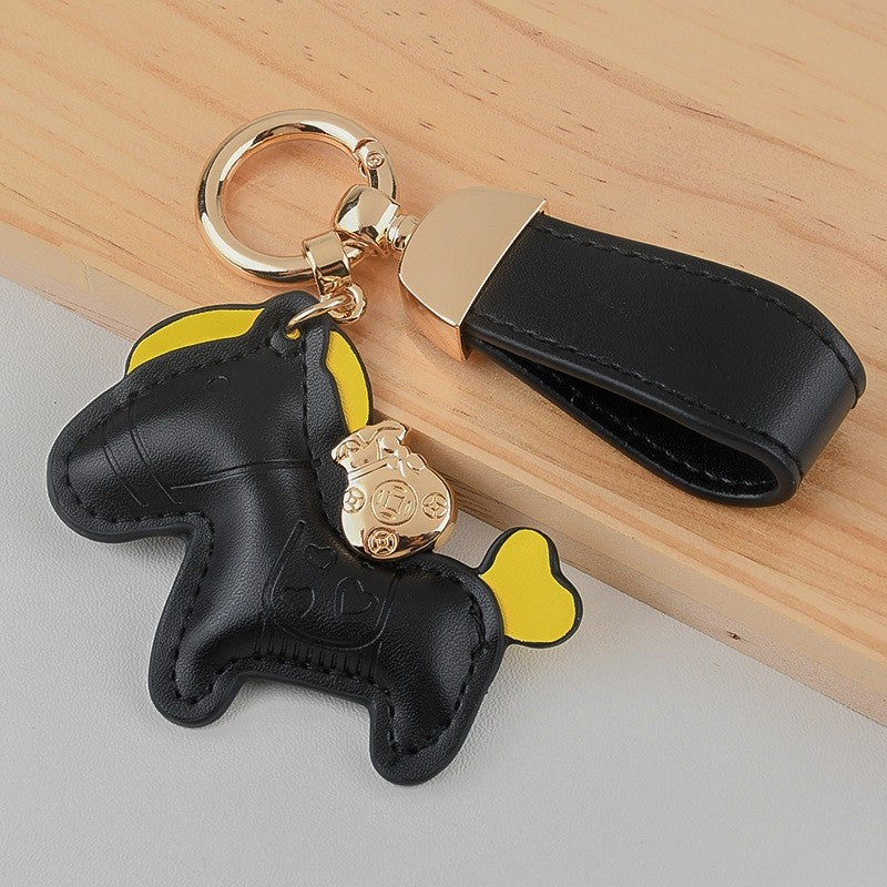 Cute Pony Shaped Leather Keychain Pendant