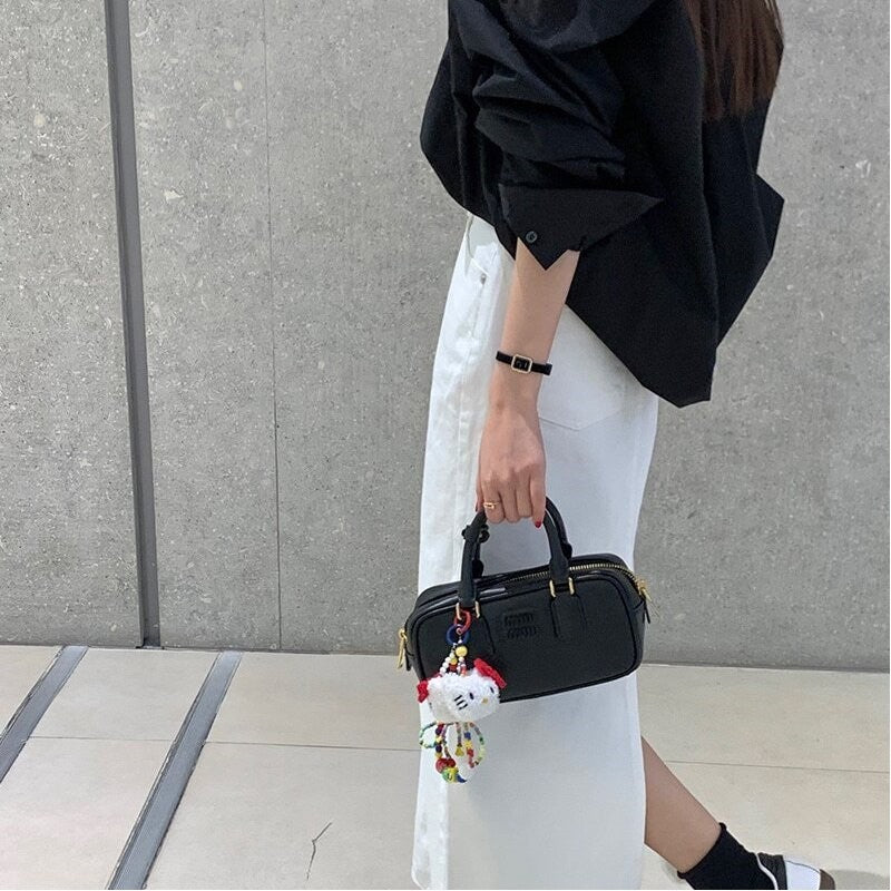 High-Waisted Back-Slit Midi Skirt in Solid Color