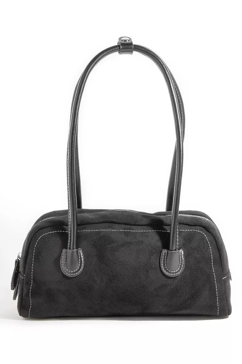 Faux Suede Baguette Hand Bag