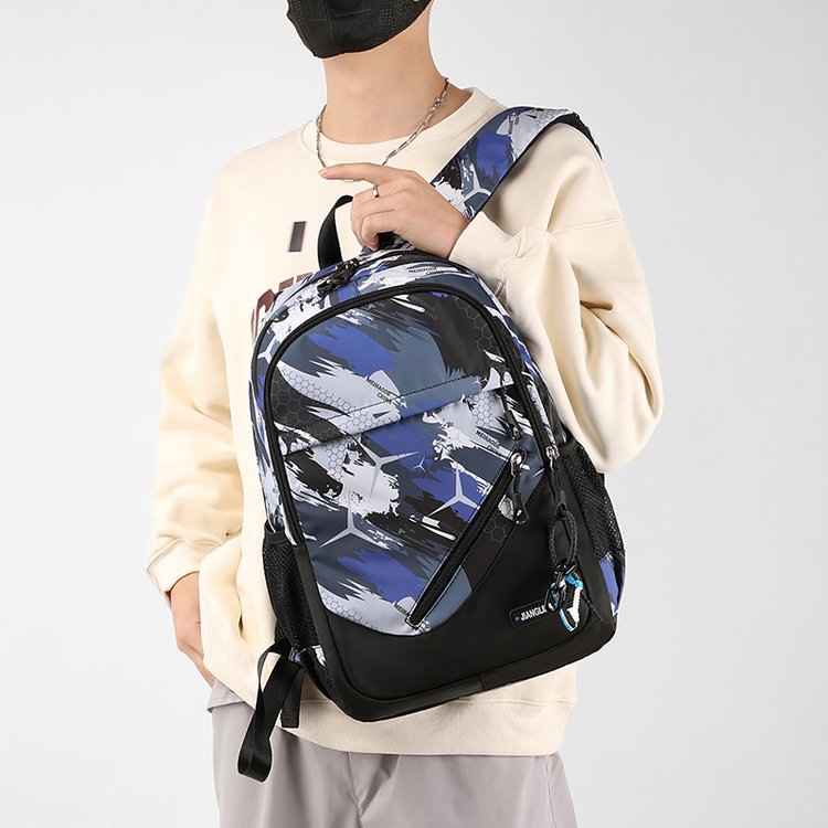 Men's Nylon Two-Piece Backpack & Chest Bag Set – Multi-Pocket Travel Bag