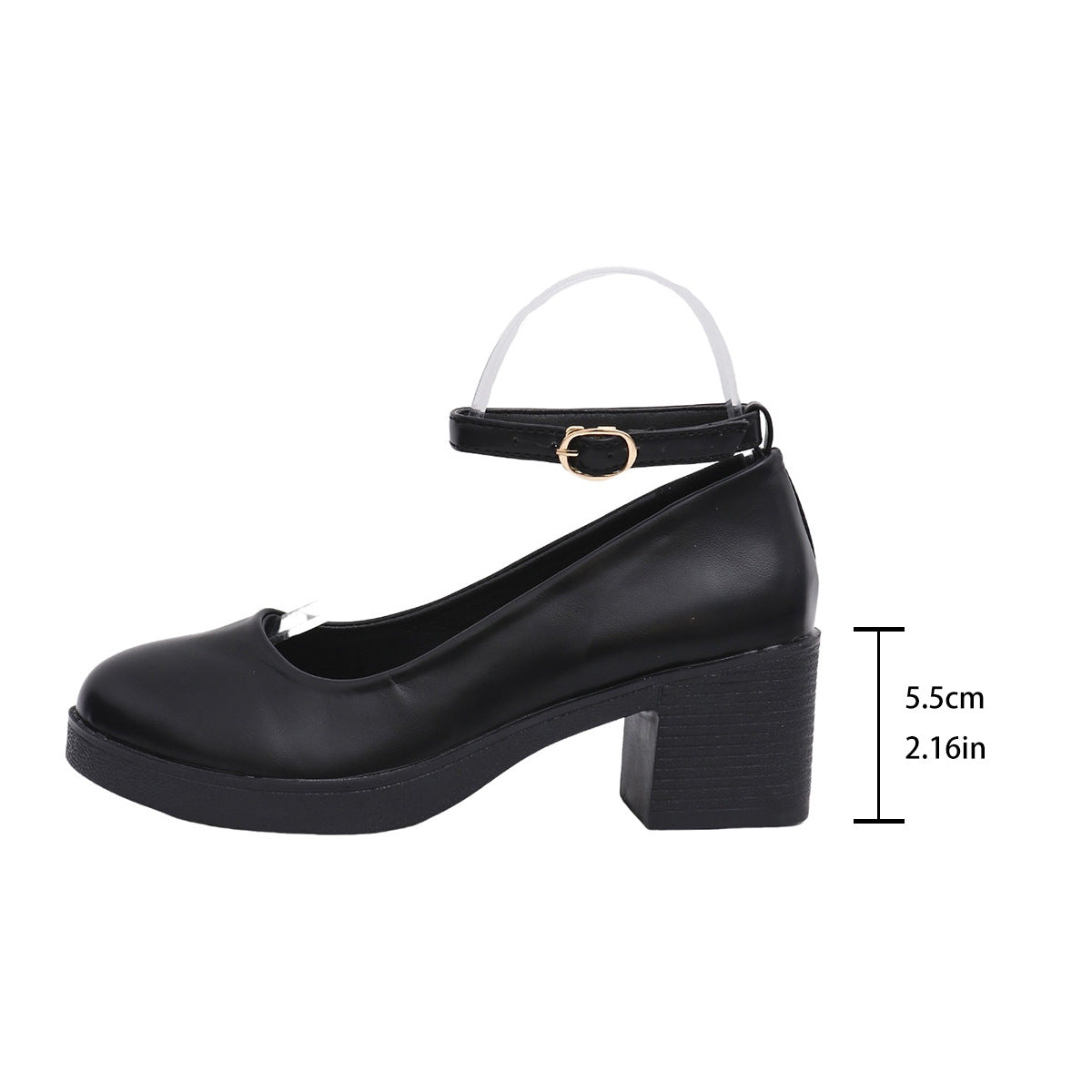 Women's Round Toe Chunky Heel Mary Jane Shoes – Buckle Detail, PU Leather, EU 36–42